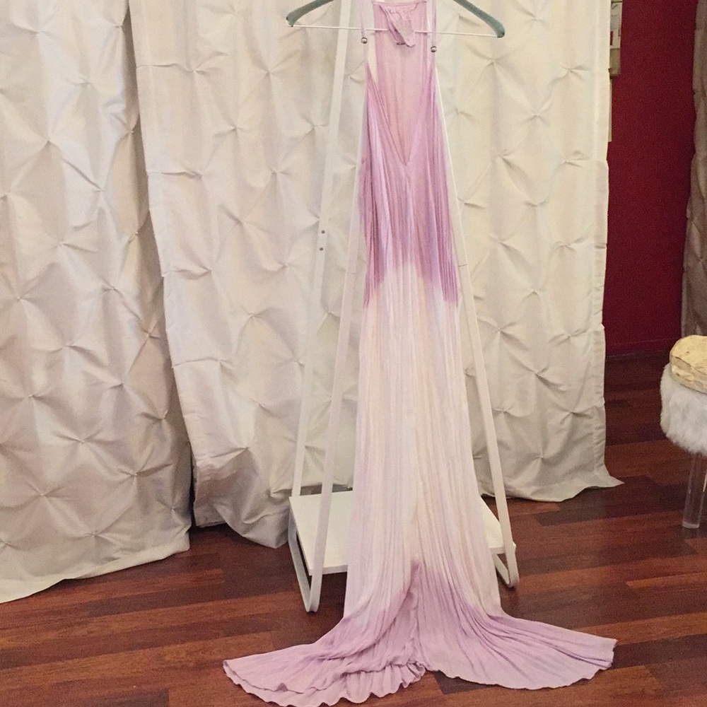 Charlie Joe purple, white dress 100% Rayon.